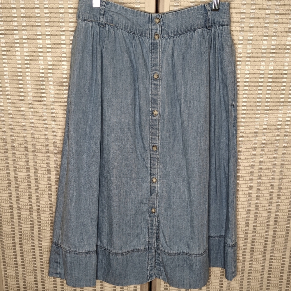 Lightweight Denim Button Up Front Skirt from Abercrombie